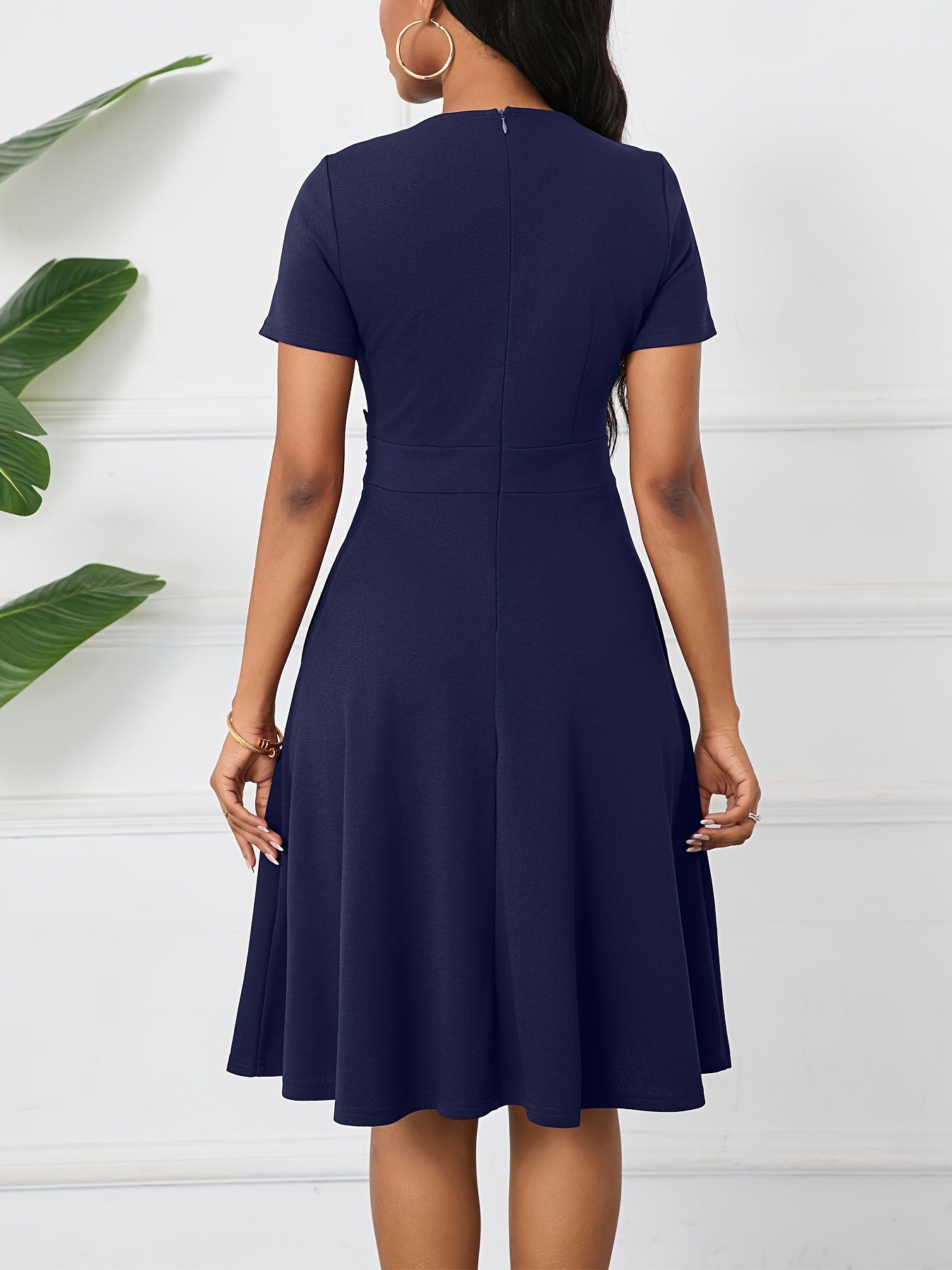 Vintage Chic A-Line Keyhole Contrast Lace Short Sleeve Party Dress - Women's Dresses - Elegant, Flattering, Vintage-Inspired Design, Perfect for Special Occasions and Night Out