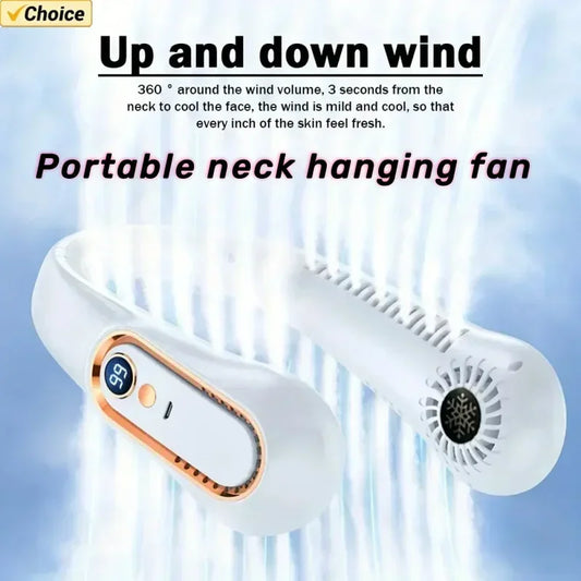 Bladeless Fan Mini Ultra Long Life Portable Lazy Silent Fan Usb Charging Student Sports Office Digital Display Power 5 Gear